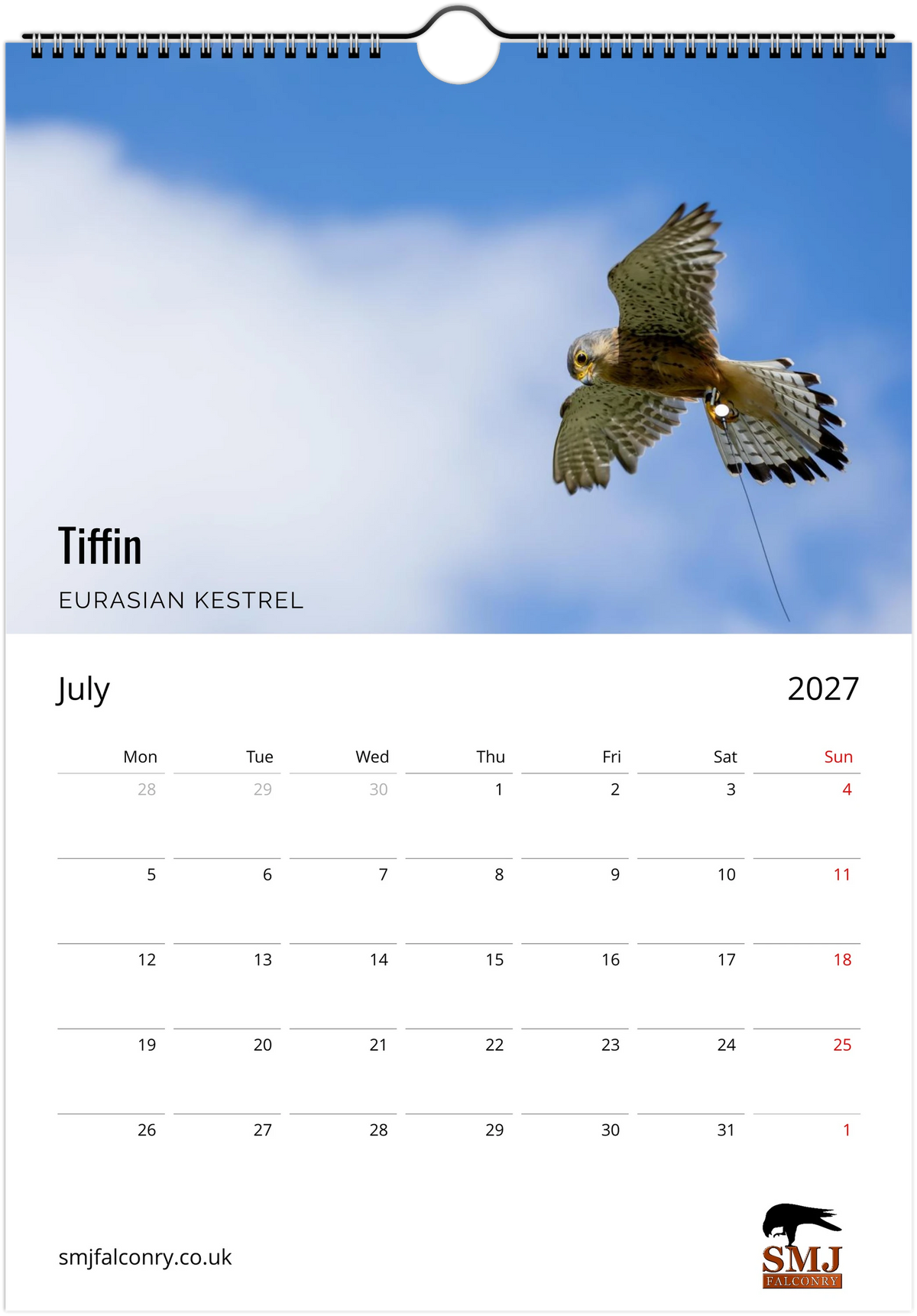 SMJ Falconry Birds of Prey Calendar 2027 (EU & Rest of World)